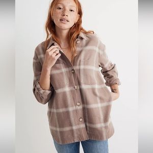 NWOT! Madewell Flannel Kentwood Oversized Shirt-Jacket in Windowpane - Size S